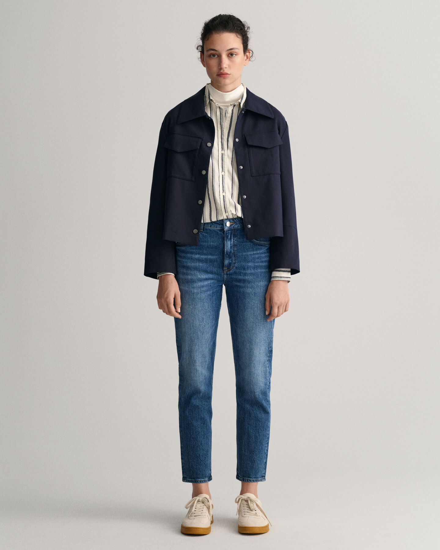 Regular fit repmönstrad skjorta i bomullsvoile