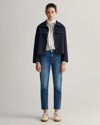 Regular fit repmönstrad skjorta i bomullsvoile