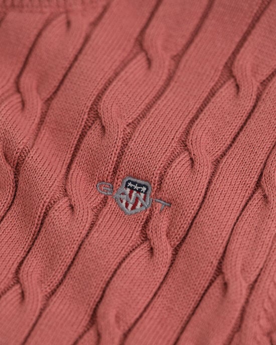 Teen Girls kabelstickad kortärmad tröja i bomullsstretch