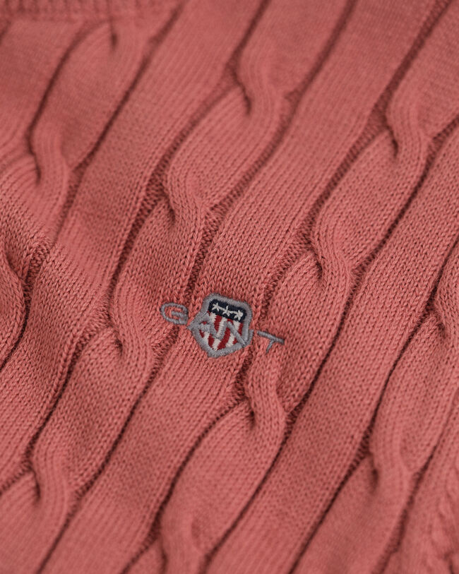 Teen Girls kabelstickad kortärmad tröja i bomullsstretch