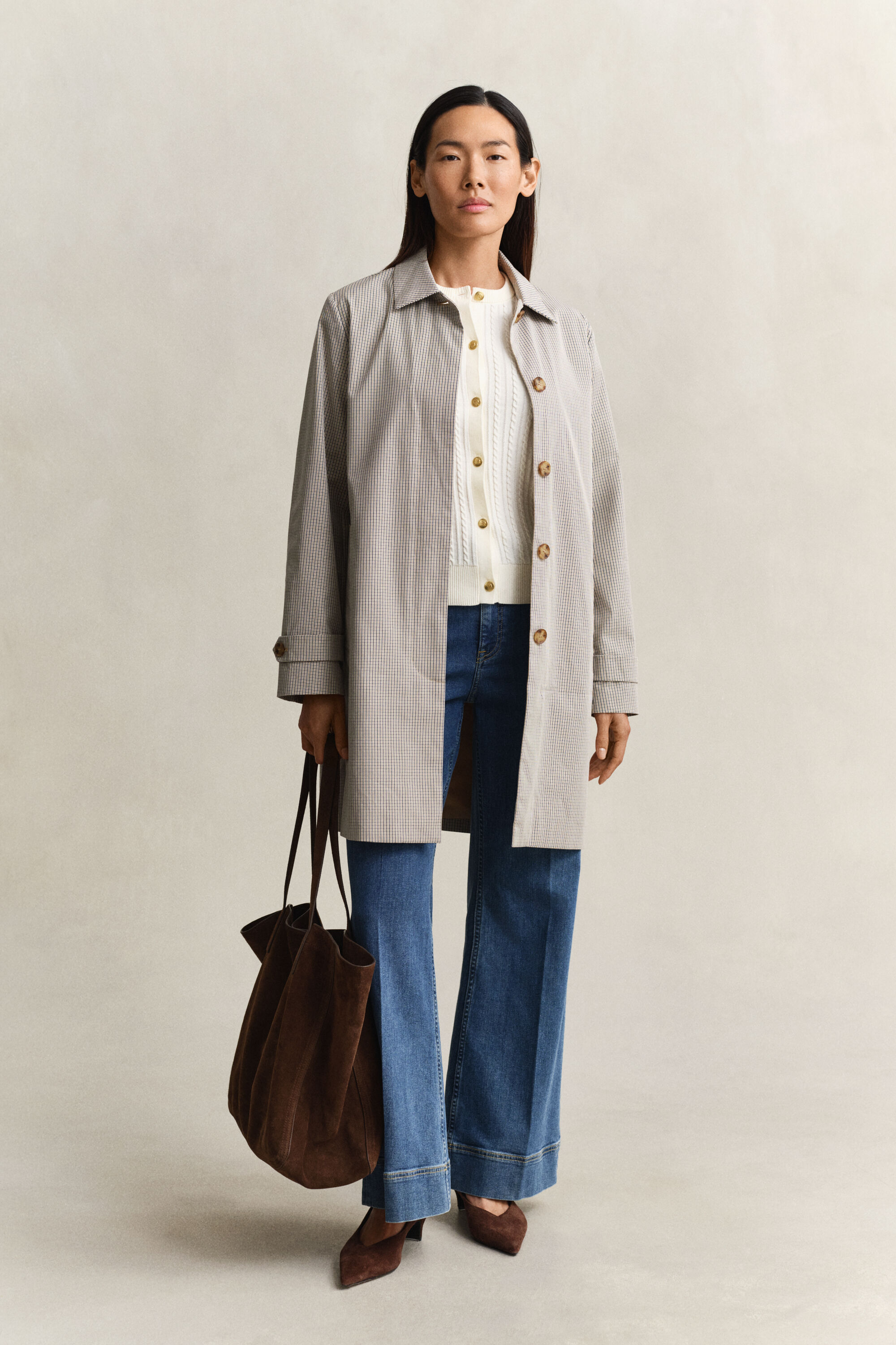 Kabelstickad bomullskofta