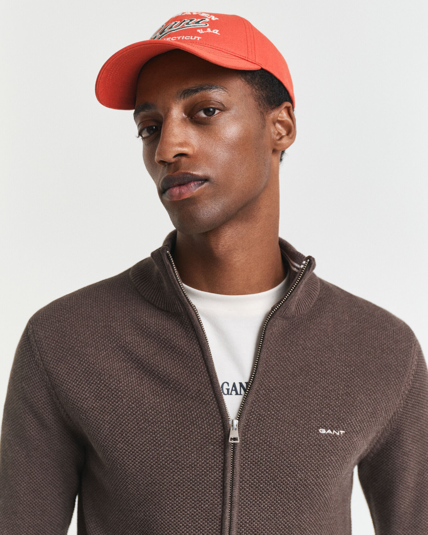 Kofta i bomullspiké med dragkedja