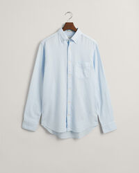 Regular fit bomulls- och linneskjorta med struktur