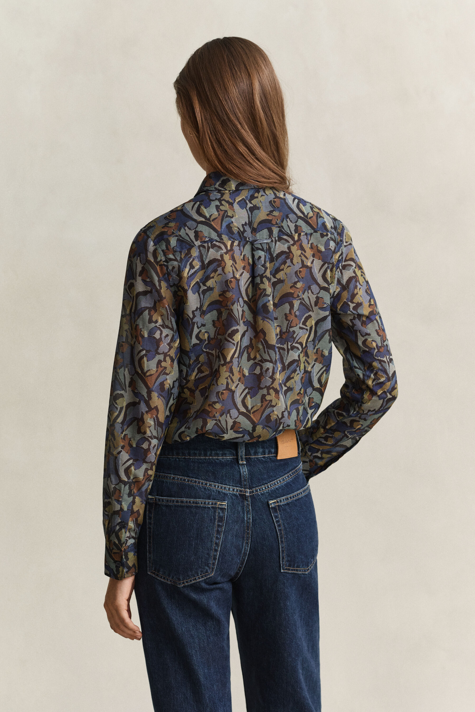 Mönstrad skjorta i bomull och silke