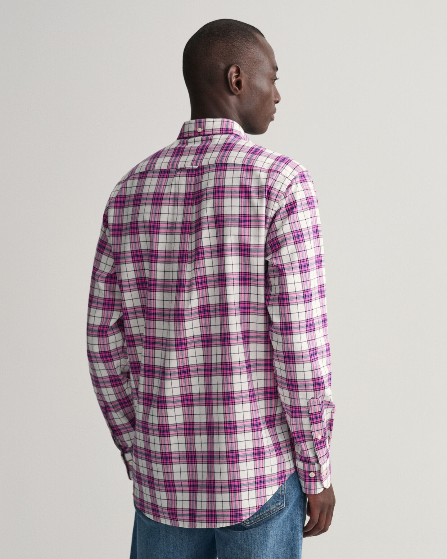 Regular fit rutig oxfordskjorta