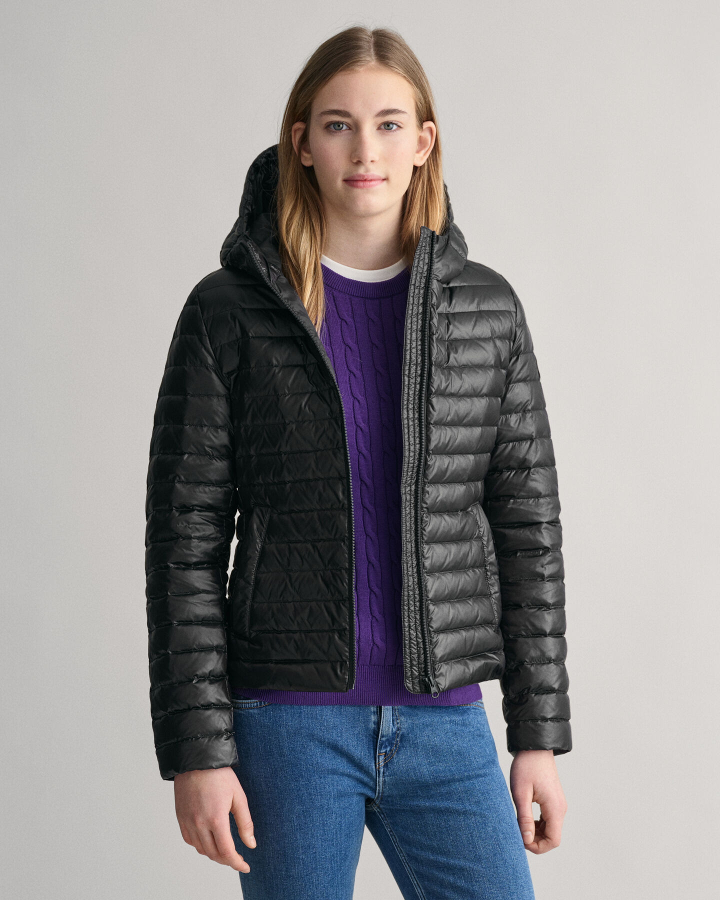 Teen Girls l&auml;tt vadderad dunjacka med glans