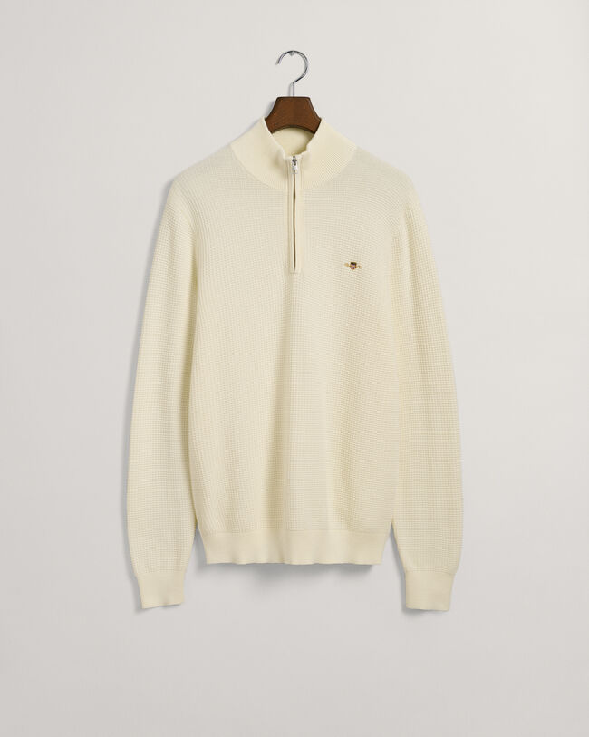 Half-zip bomullstr&ouml;ja med struktur