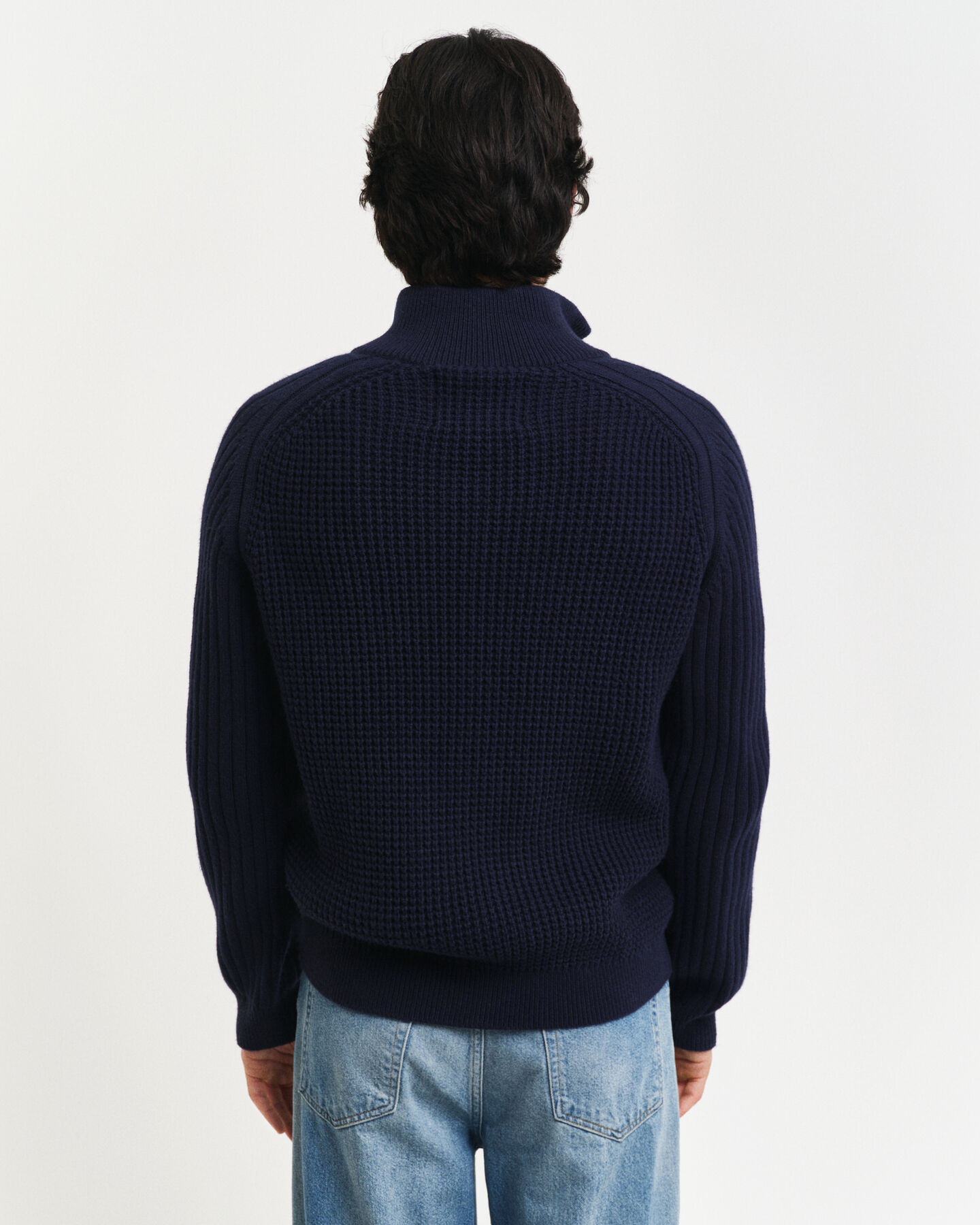 Cardigan i ullblandning med struktur och dragkedja