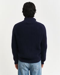 Cardigan i ullblandning med struktur och dragkedja