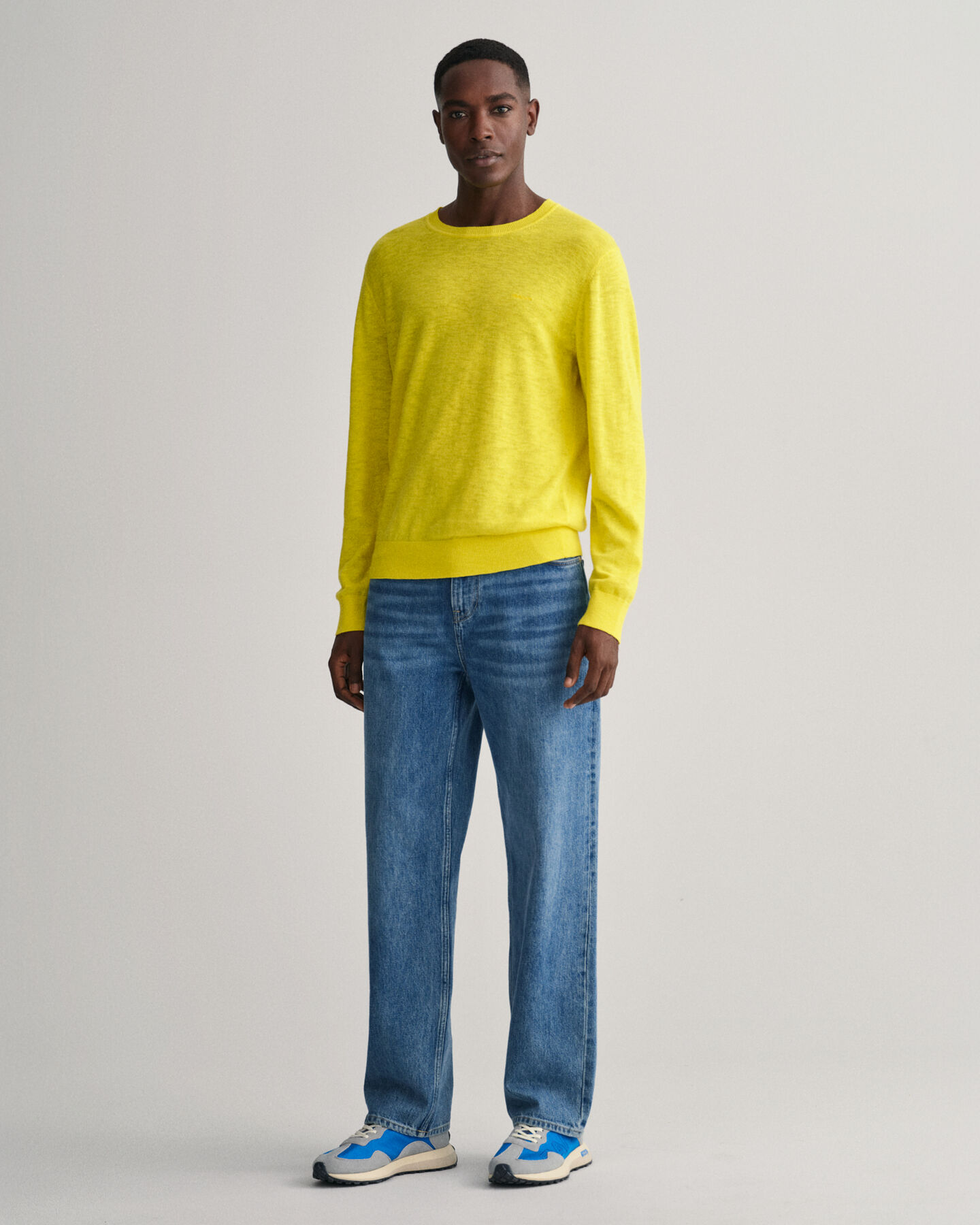 Crew neck tr&ouml;ja i bomull och linne