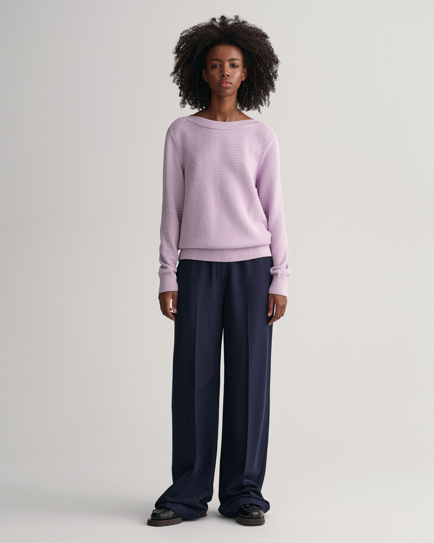 Textured b&aring;tringad bomullstr&ouml;ja