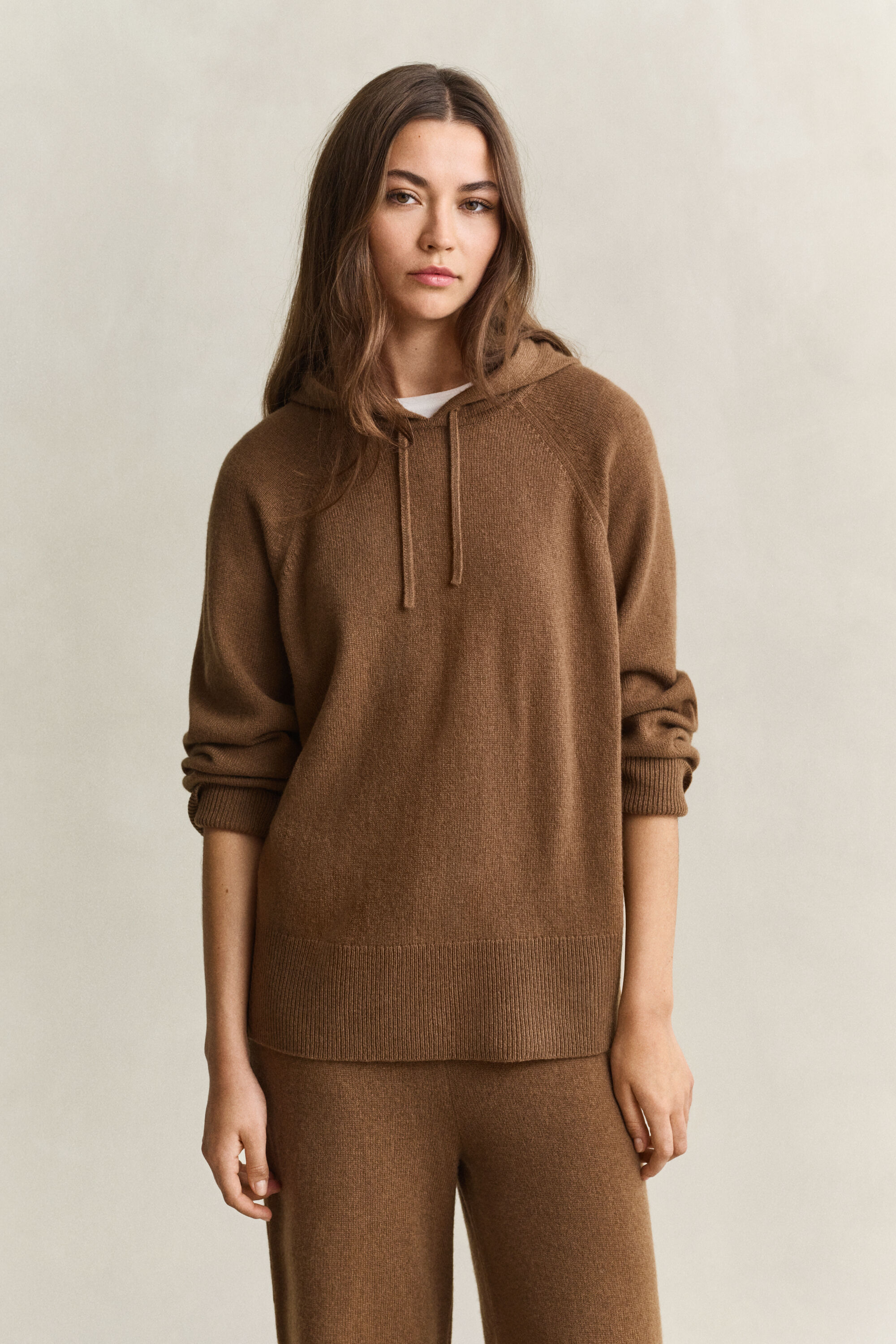 Hoodie i ull och kashmir