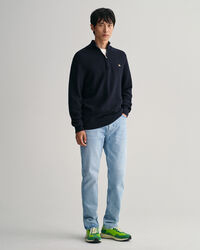 Half-zip bomullströja med struktur