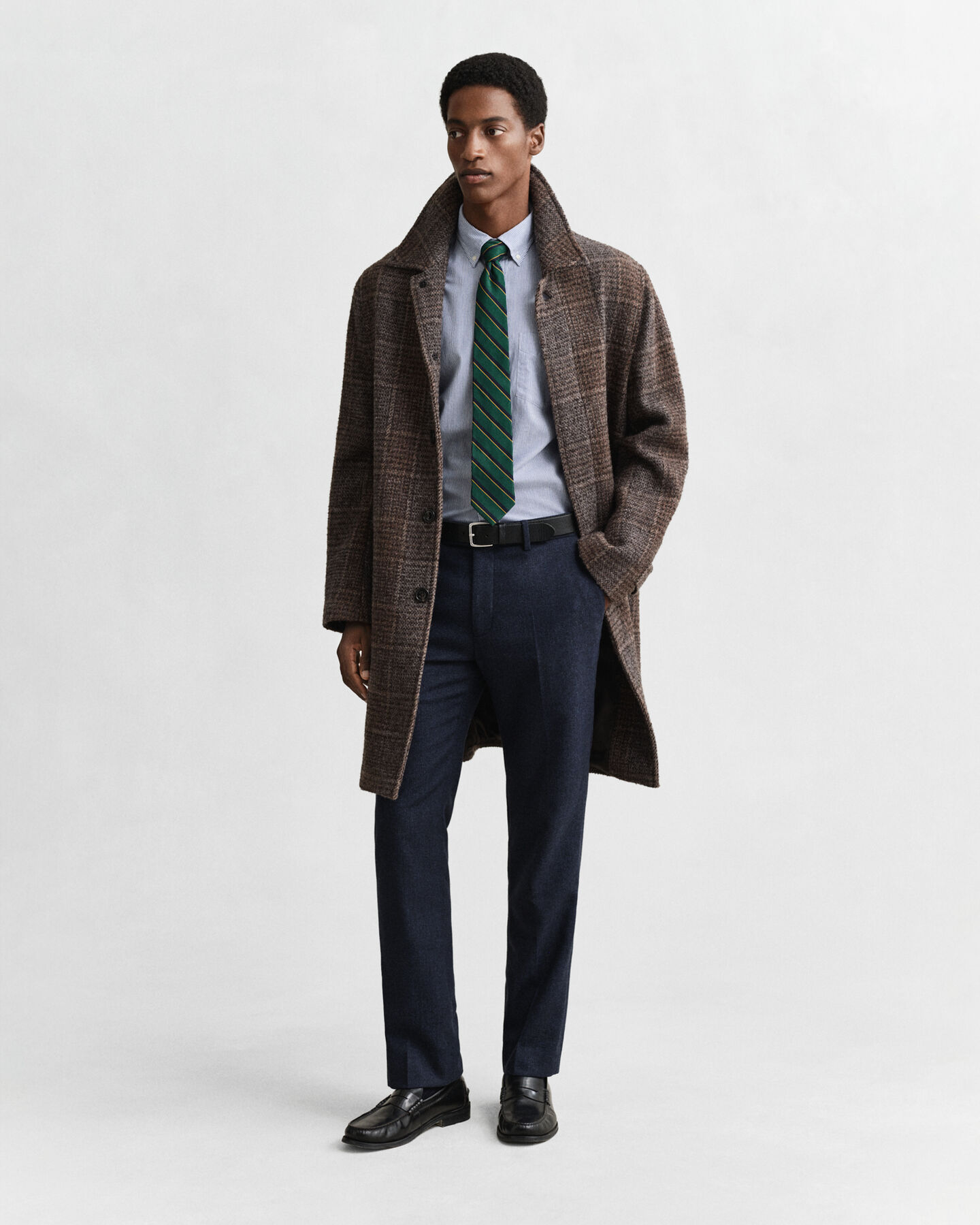 Regular fit klassisk randig poplinskjorta