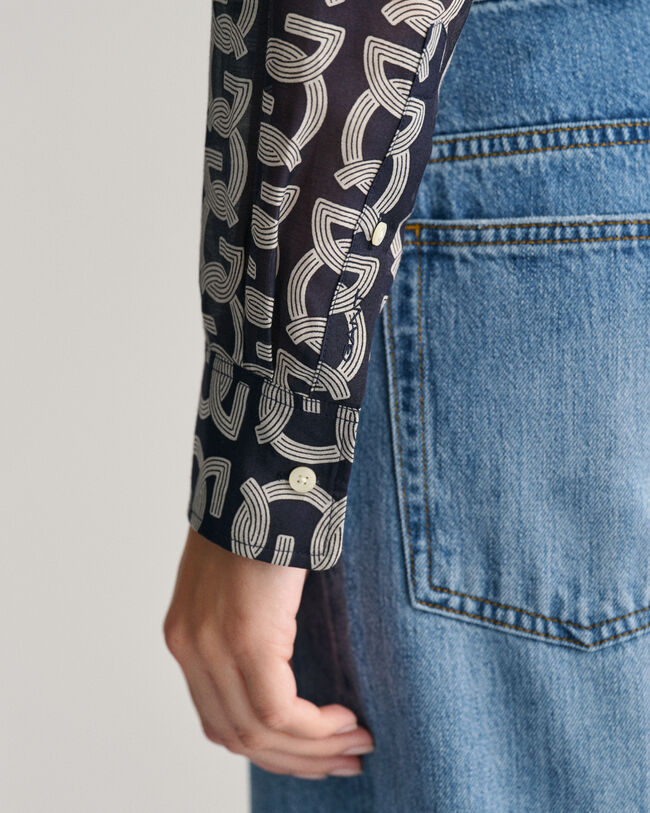Relaxed fit G-mönstrad skjorta i bomull och silke