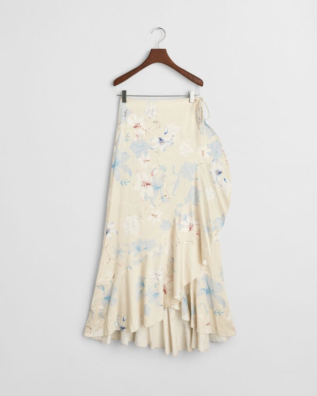 Blommig omlottkjol med volang