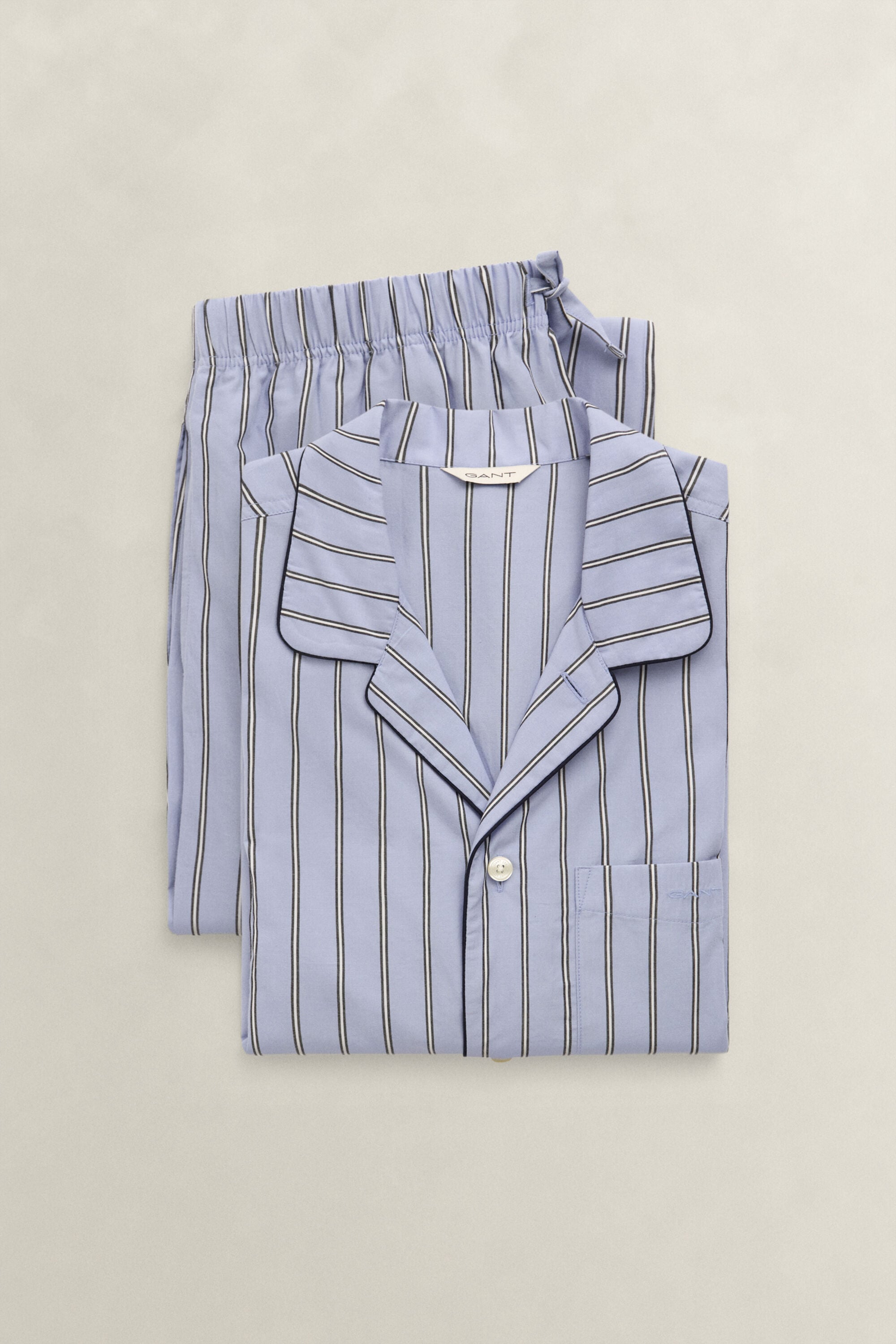 Pyjamasset i randig poplin