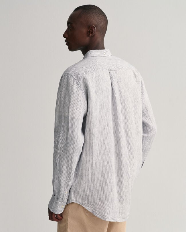 Regular fit randig linneskjorta