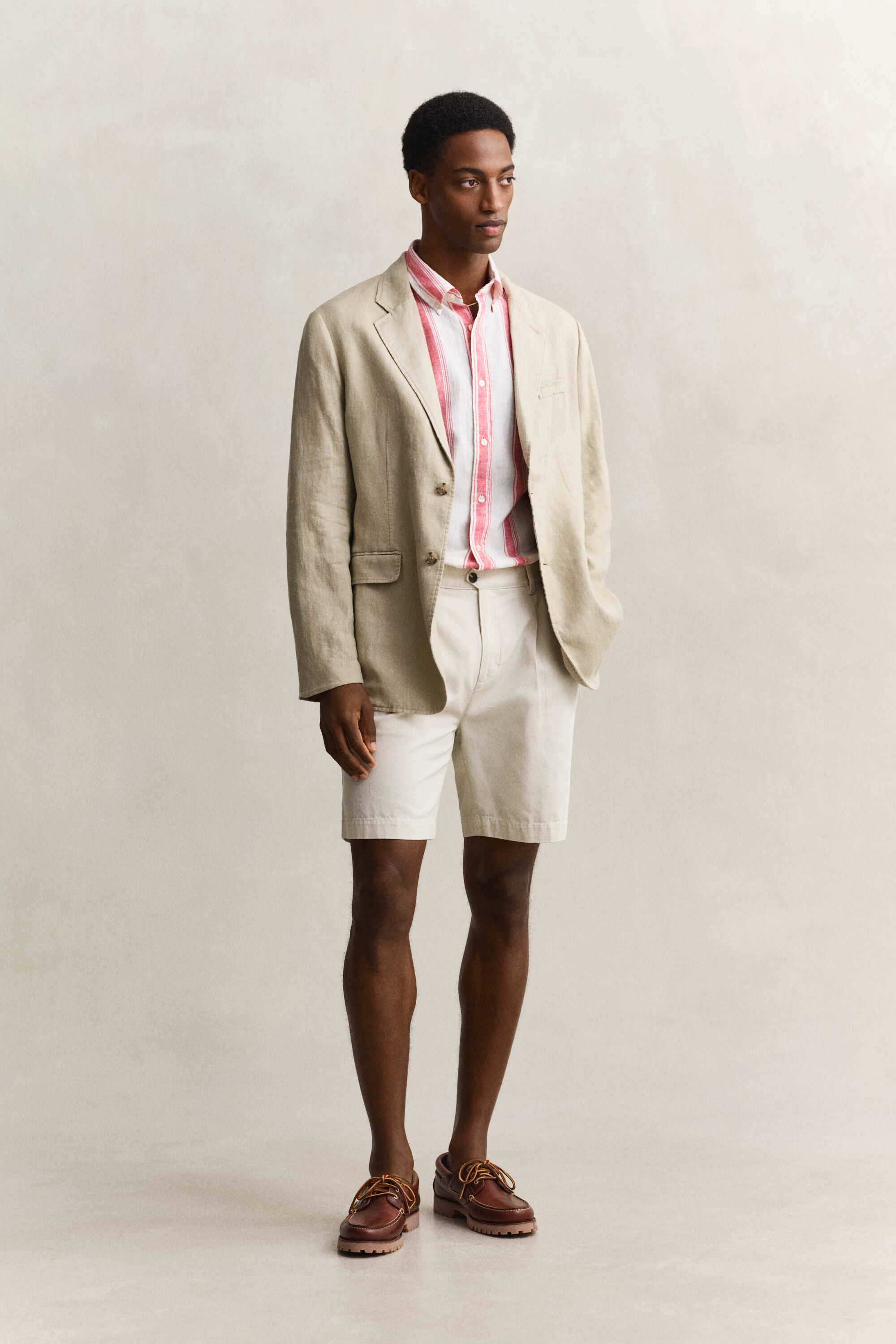 Randig skjorta i linneblandning