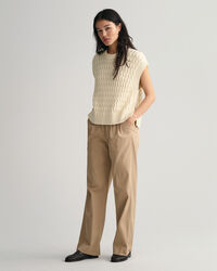 Crew neck slipover i bomull med struktur