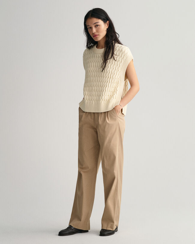 Crew neck slipover i bomull med struktur