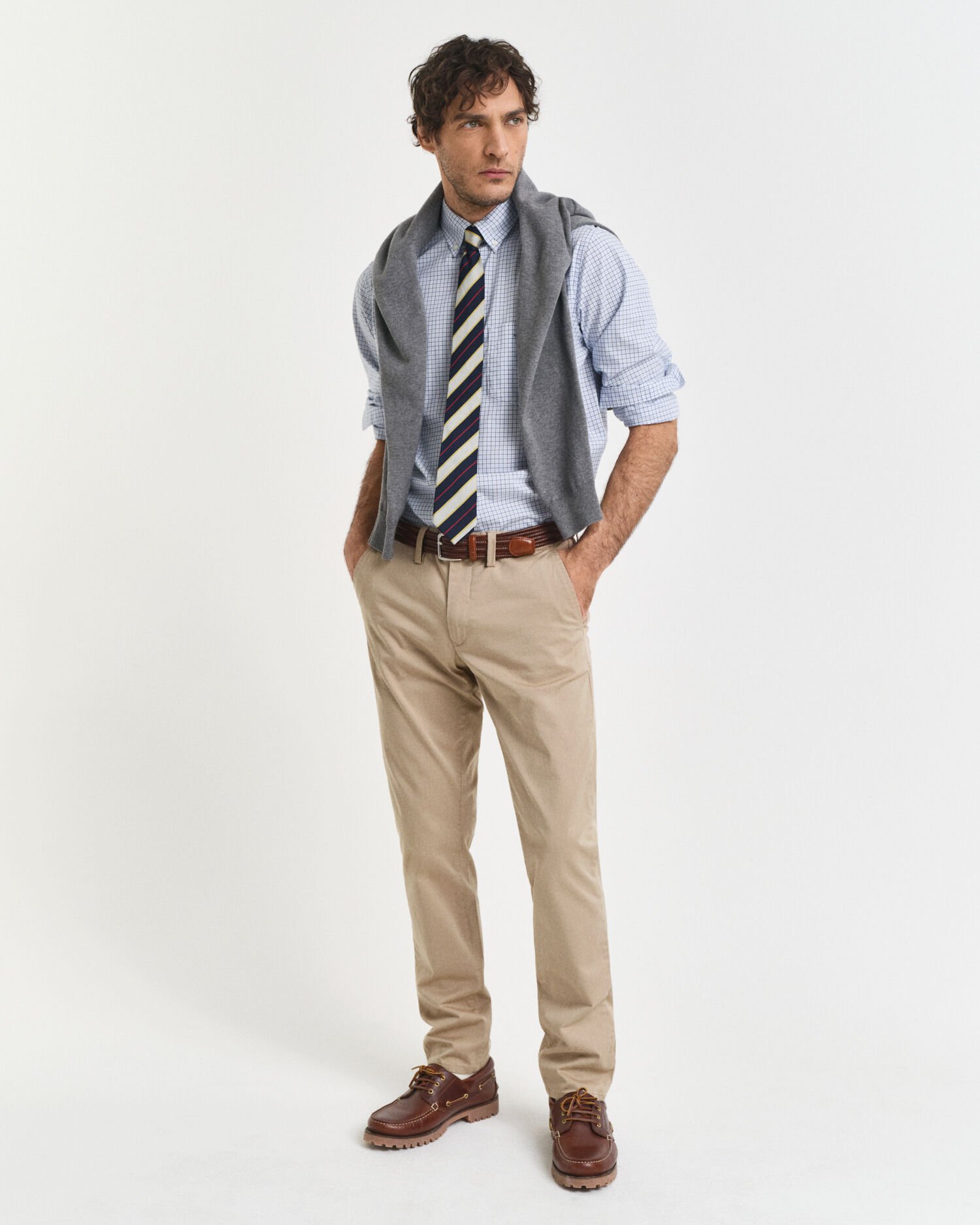 Regular fit klassisk rutig poplinskjorta