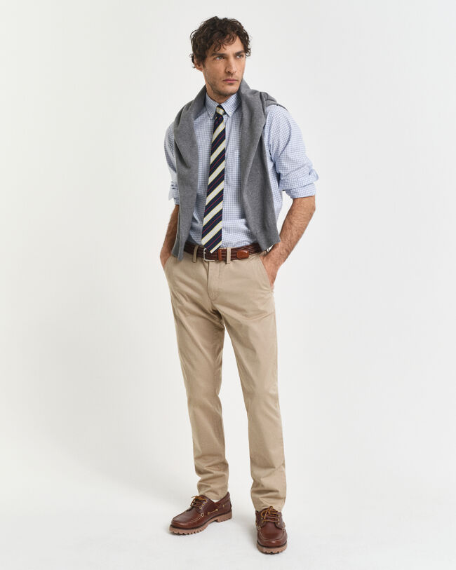 Regular fit klassisk rutig poplinskjorta