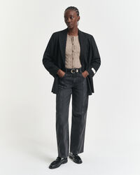 Kabelstickad kofta i bomullsstretch