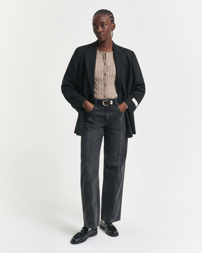 Kabelstickad kofta i bomullsstretch