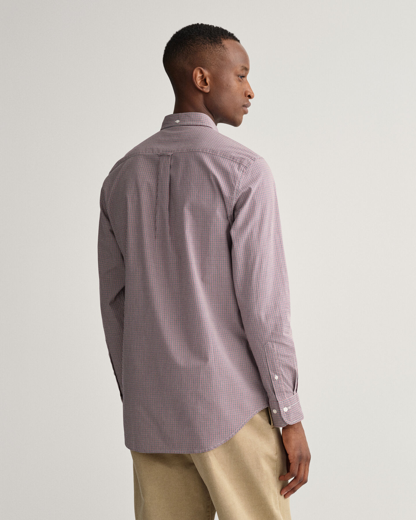 Regular fit mikrorutig poplinskjorta