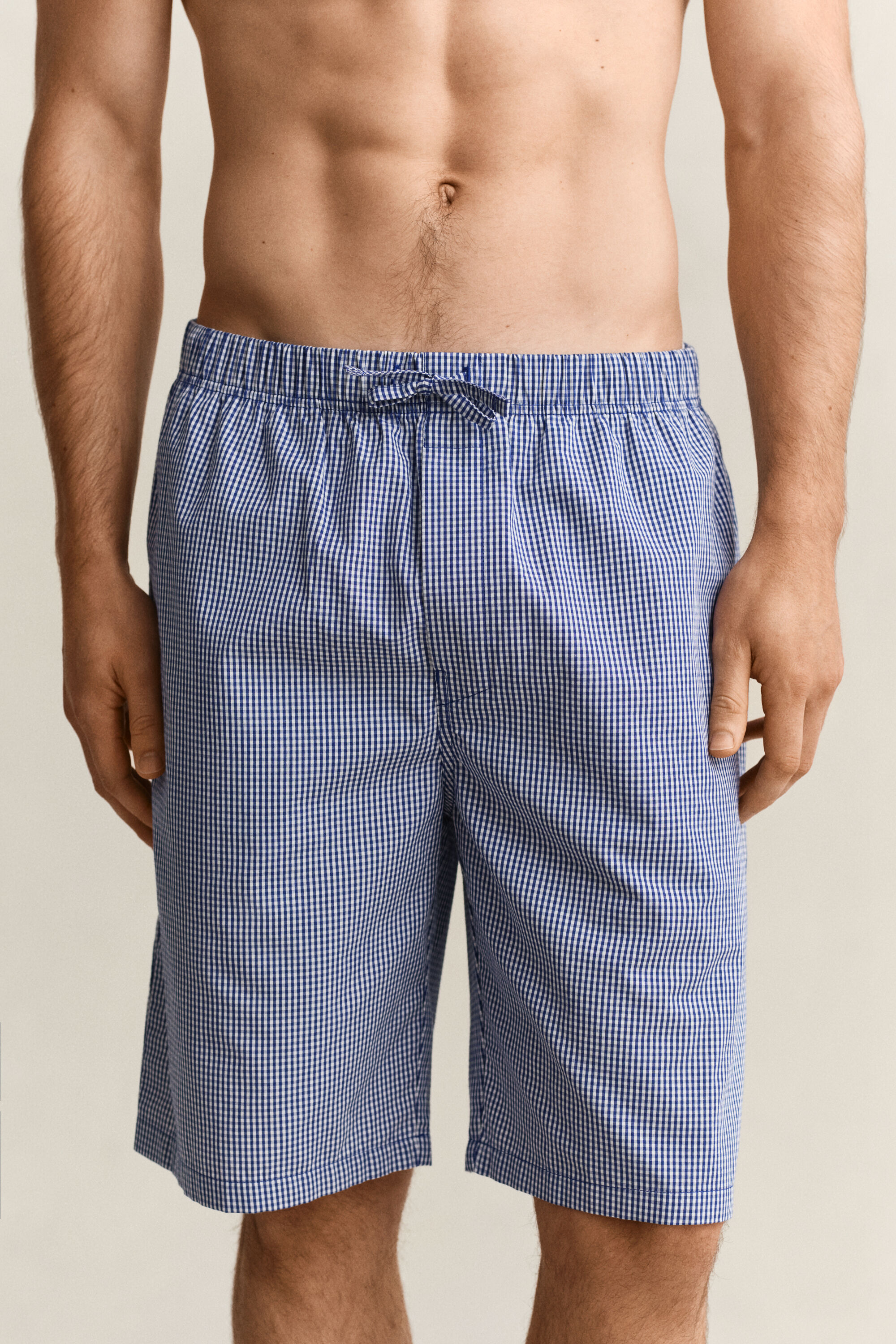 Pyjamasshorts i ginghamrutig poplin