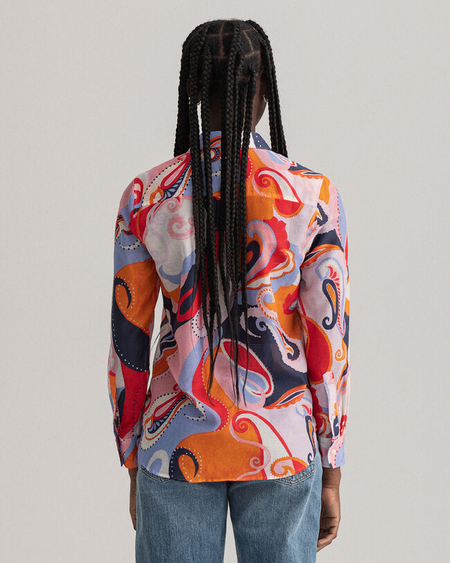 Regular fit paisleyskjorta i bomullssiden