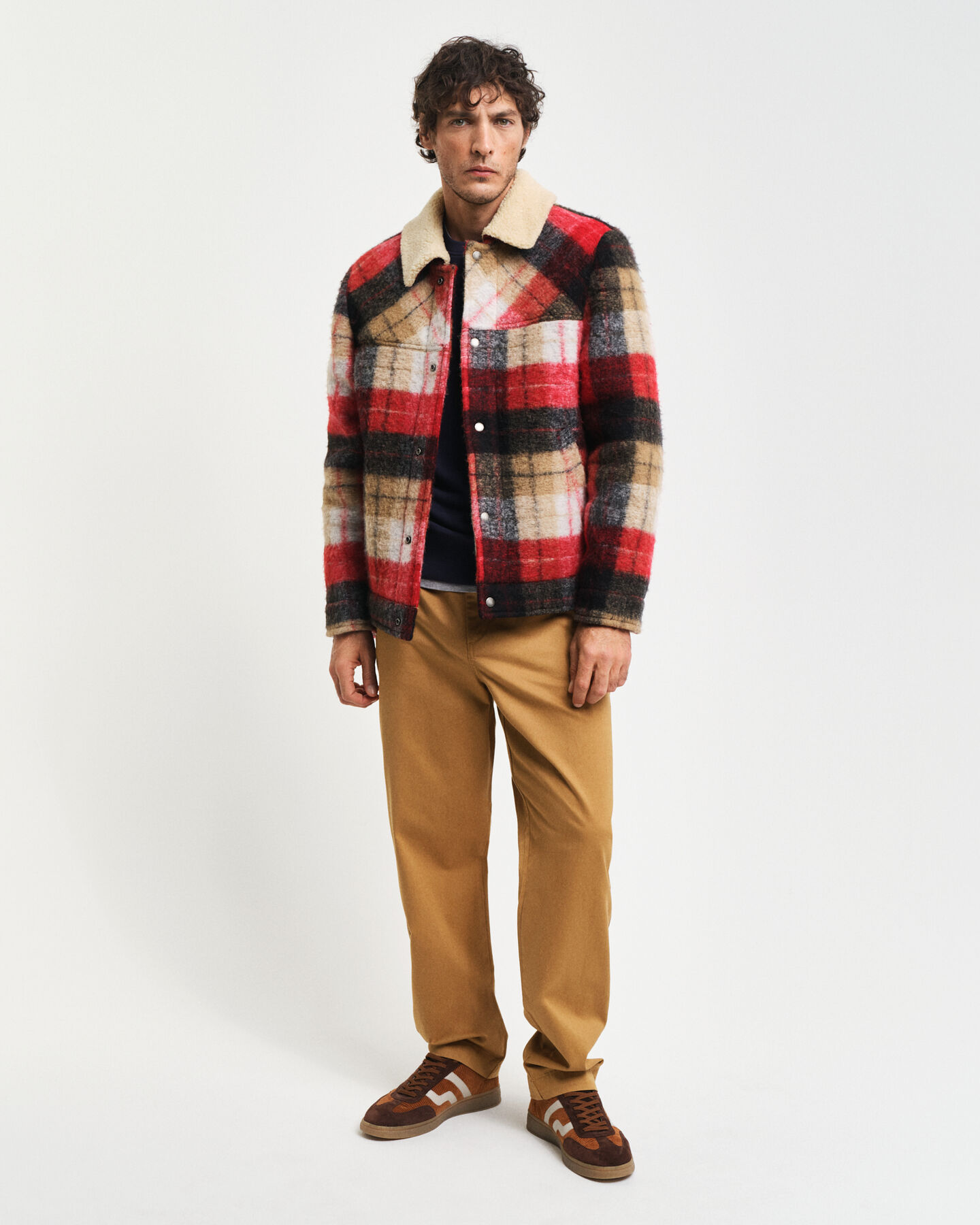 Regular fit chinos i borstad bomull