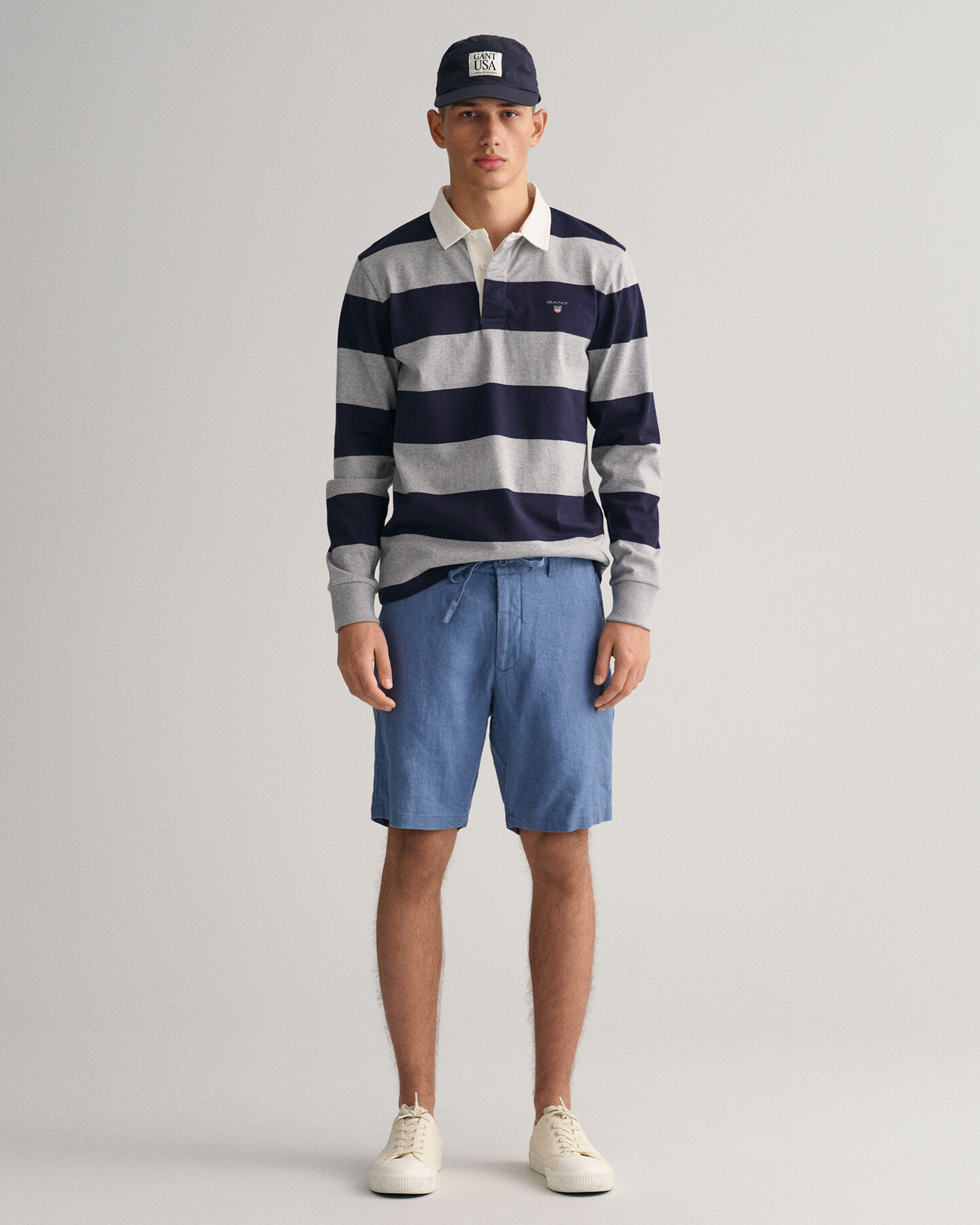 Relaxed fit linneshorts med dragsko