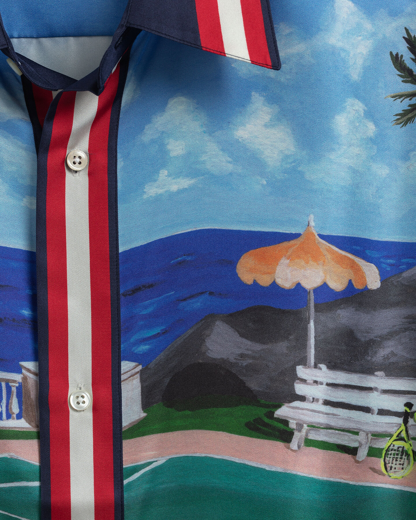 Relaxed fit Scenery sidenskjorta med kort ärm