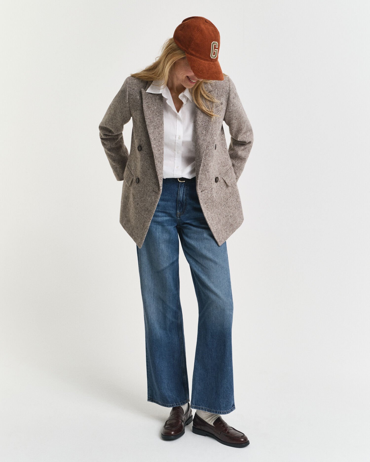 Regular fit kavaj i ull med textur