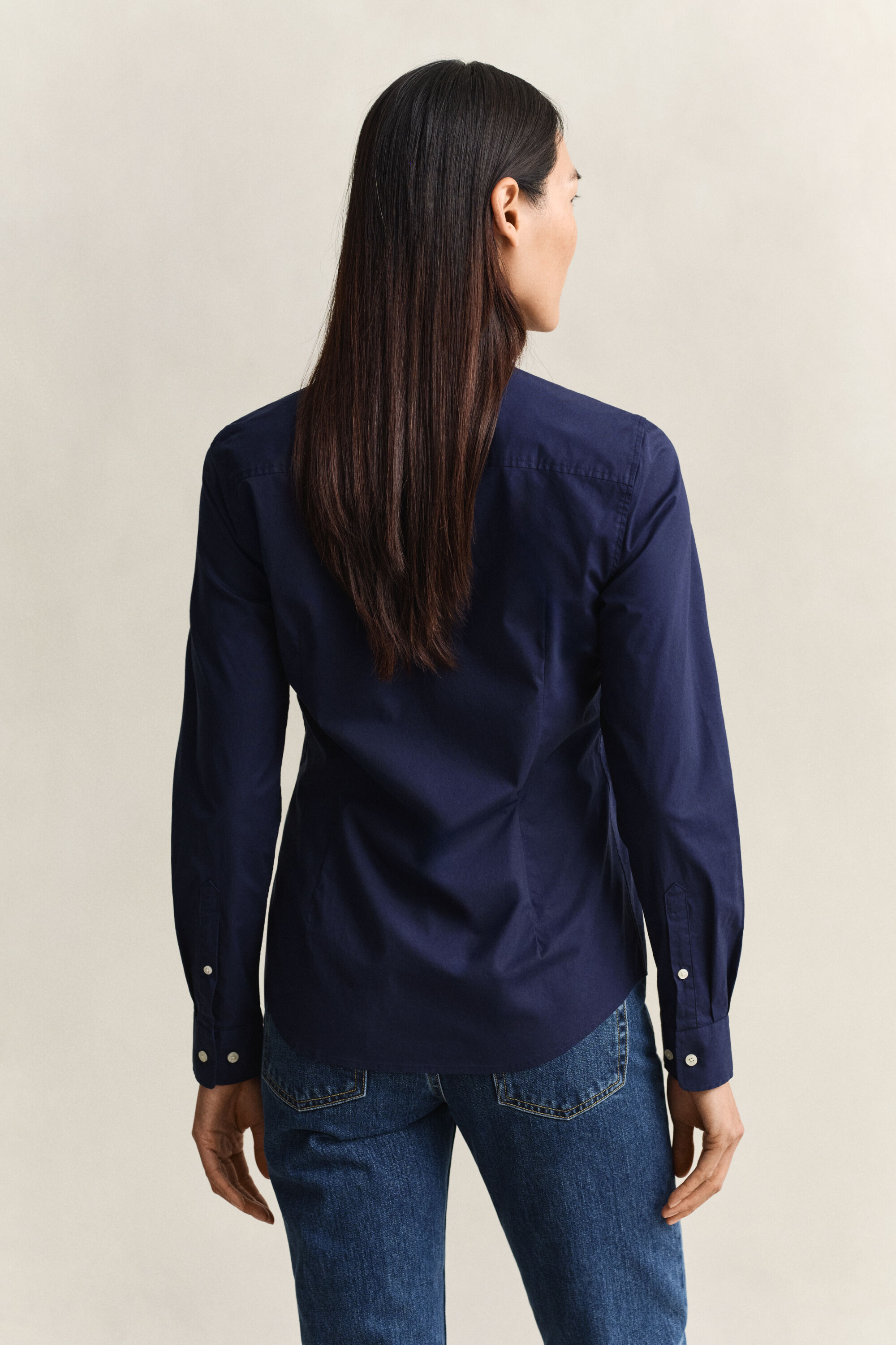 Slim fit poplinskjorta