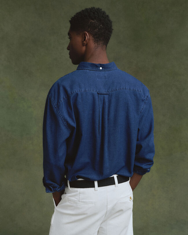 Relaxed fit indigo oxfordskjorta