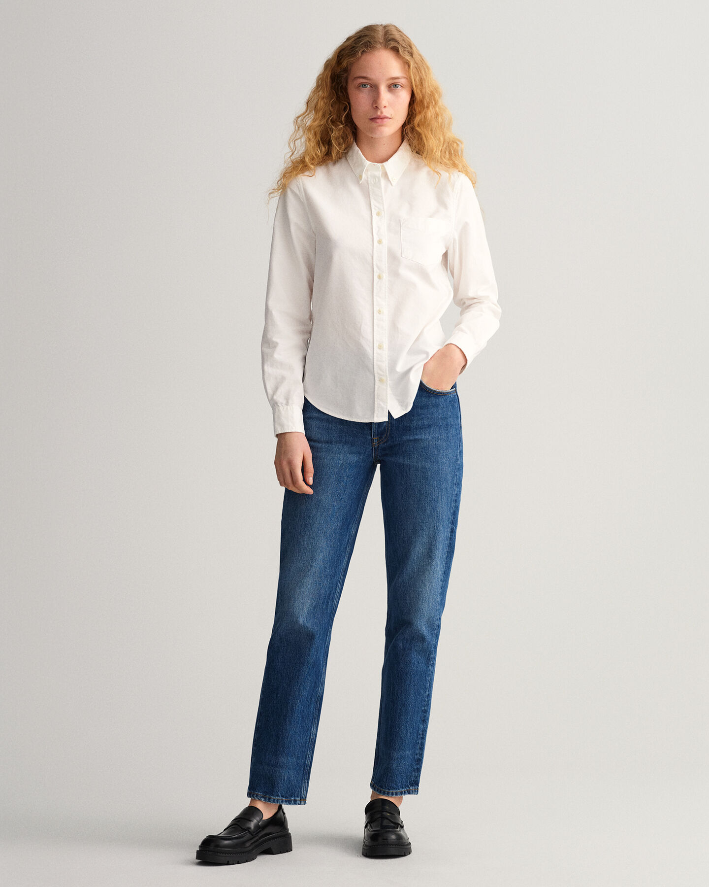 Regular fit plaggfärgad oxfordskjorta