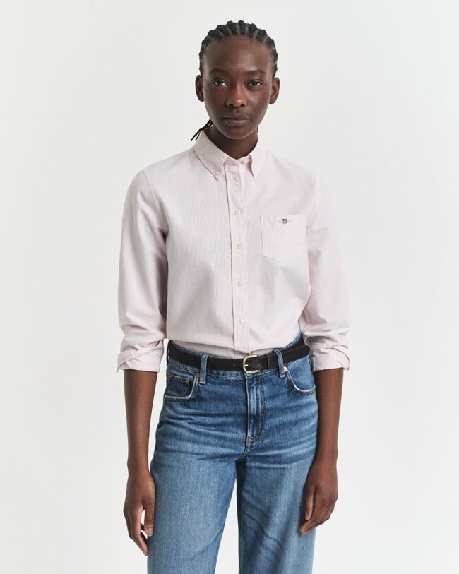 Regular fit klassisk rutig oxfordskjorta