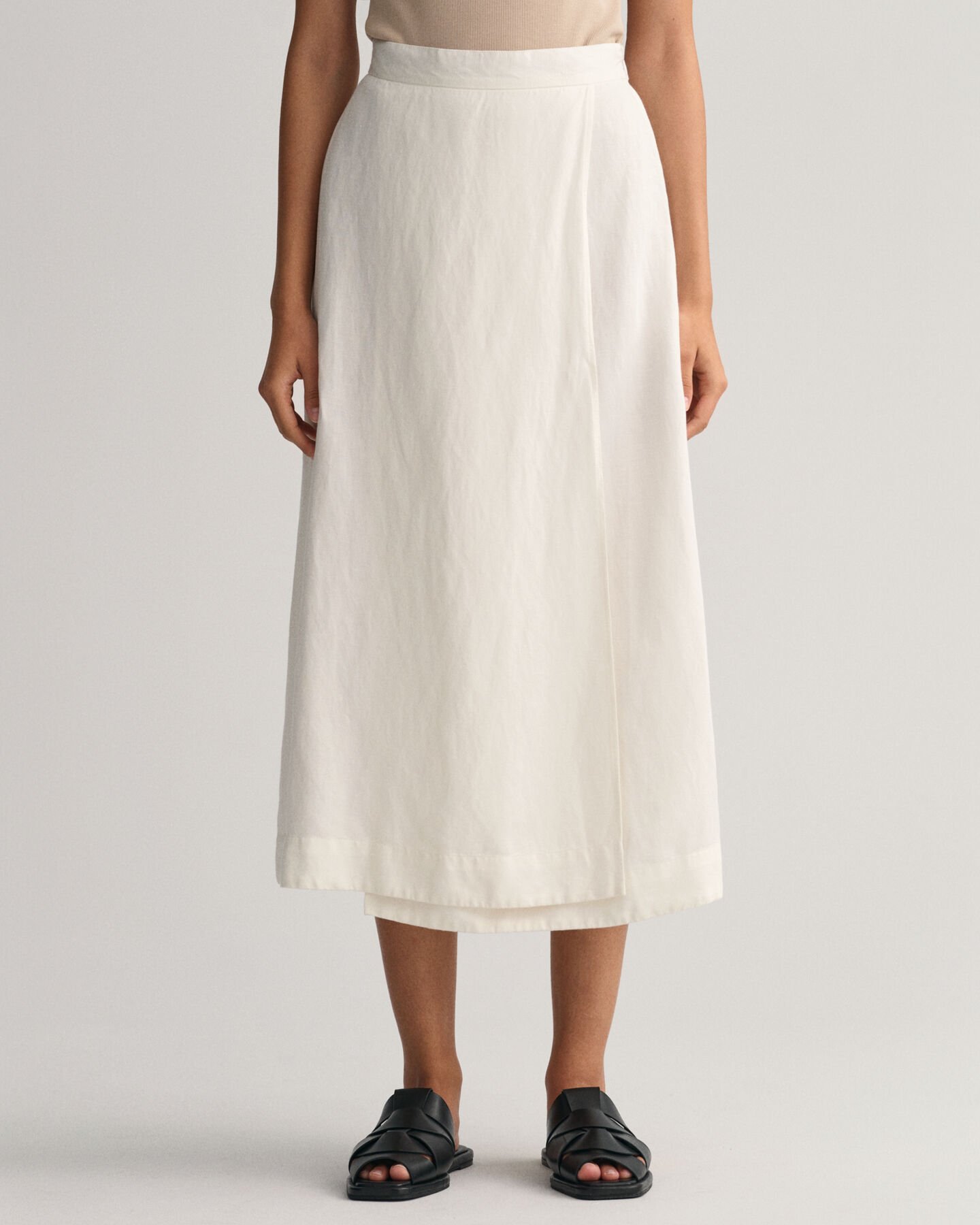 Midikjol i linne och viskos