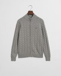 Teens kabelstickad kofta med dragkedja