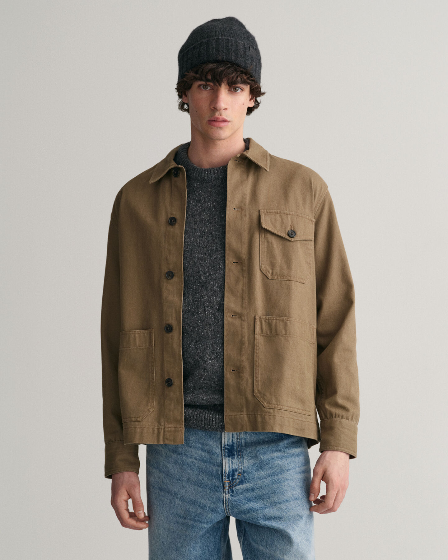Skjortjacka i borstad twill