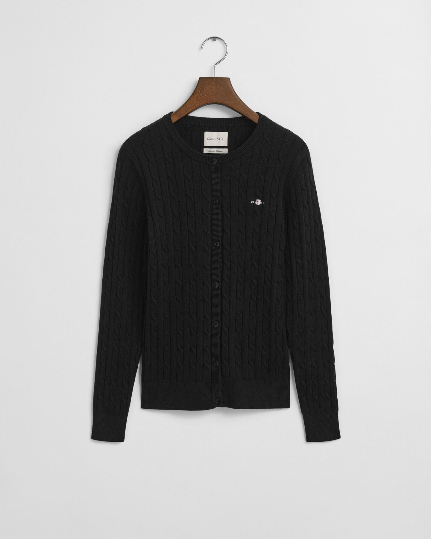 Kabelstickad kofta i bomullsstretch