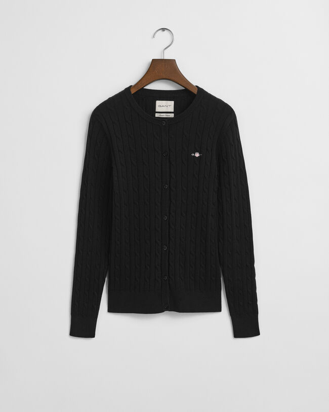 Kabelstickad kofta i bomullsstretch