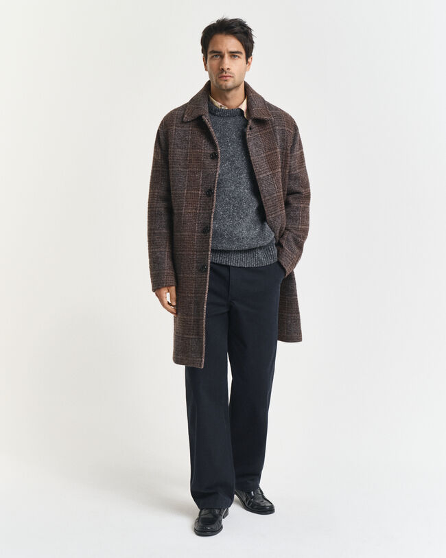 Rundhalsad tröja i ullblandning med neps