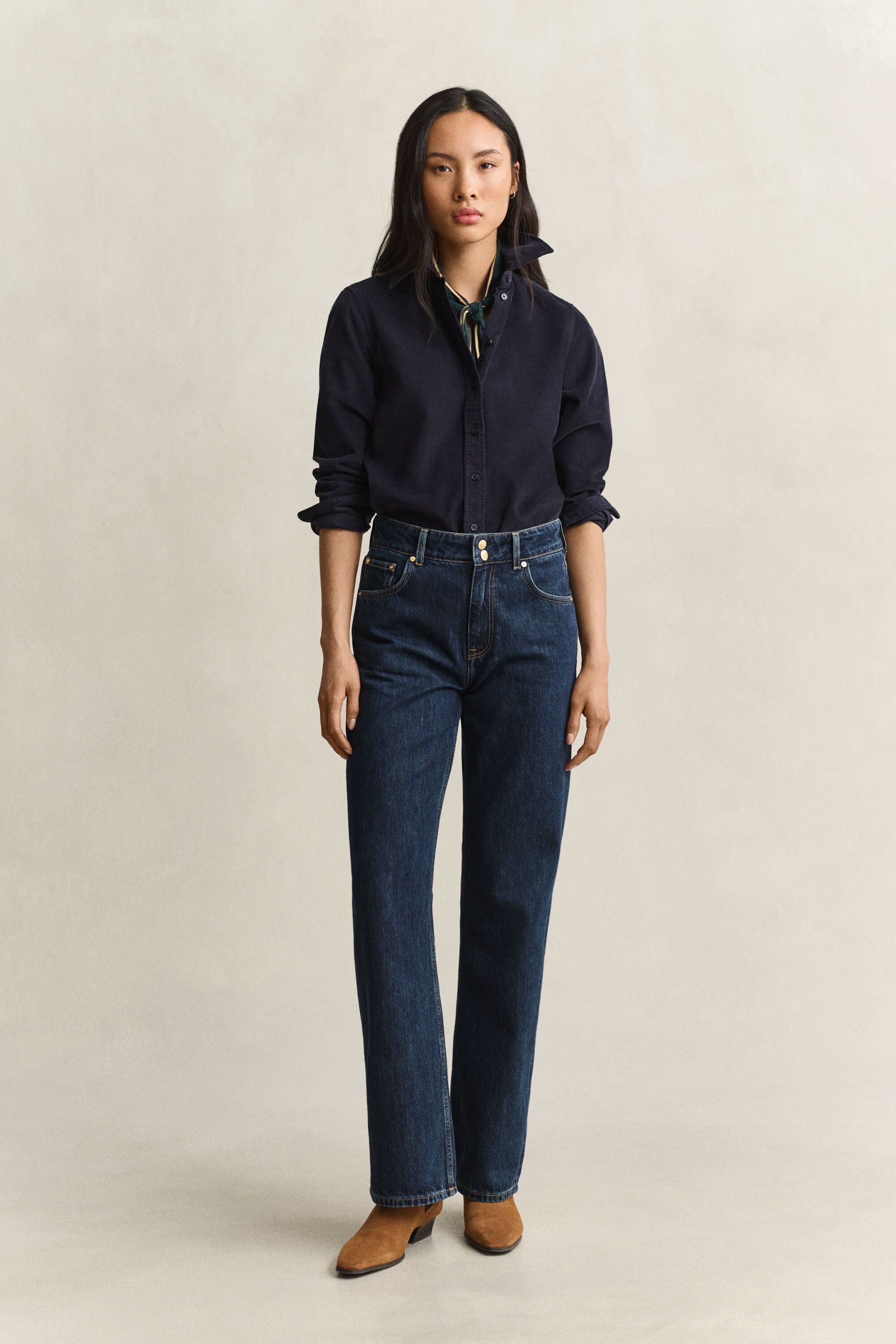 Relaxed fit jeans med knappar