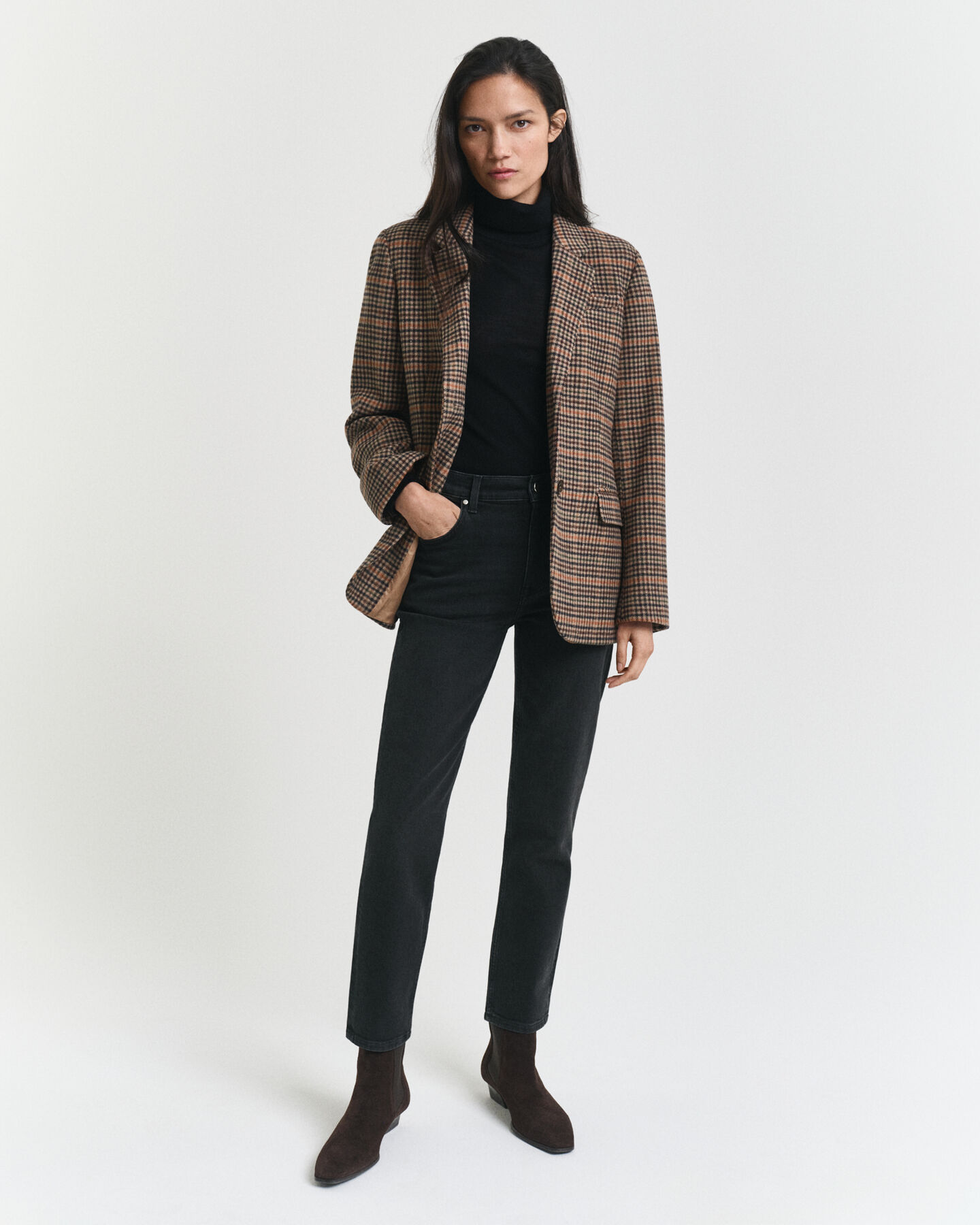 Slim fit cropped svarta jeans