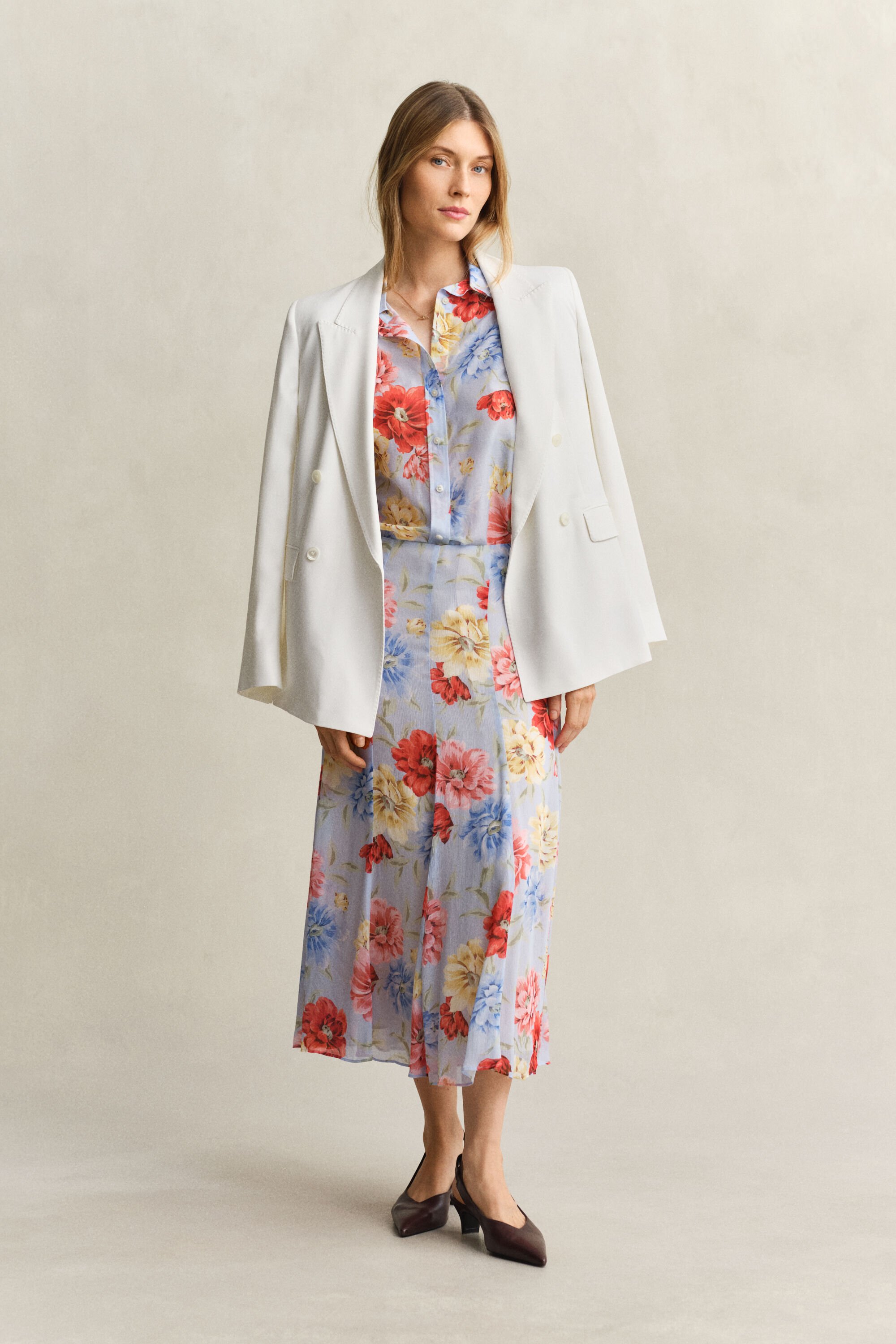 Blommig skjorta i bomull och silke