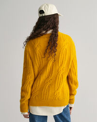 Furry kabelstickad crew neck tr&ouml;ja